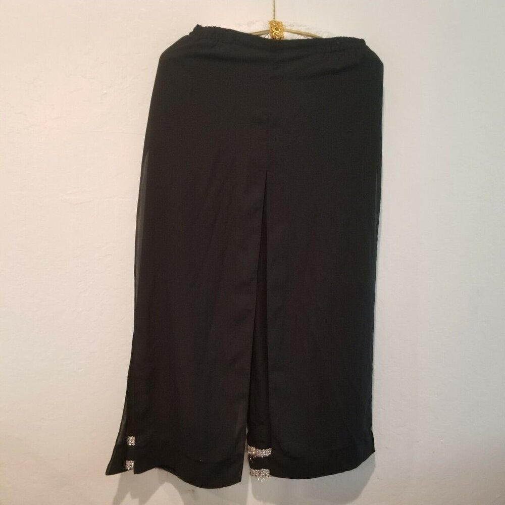 A.D. Originals Women's Size 10 Black High Rise Cropped Overlay Pants Beaded Hem